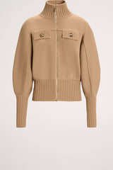 MERLO CAMEL KNIT BOMBER JACKET