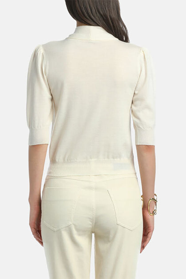 MIMO WHITE BOW SWEATER