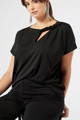 MINO BLACK JERSEY CREPE T-SHIRT