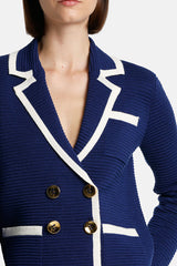 MIRAGLIO DARK BLUE WOOL MILANO JACKET