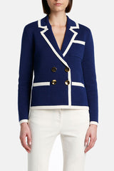 MIRAGLIO DARK BLUE WOOL MILANO JACKET