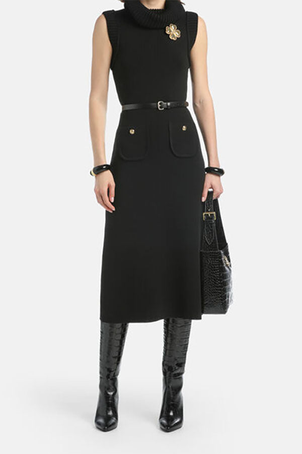 MIRINA BLACK MIDI DRESS