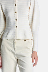 MODICI WHITE HERALDIC BUTTONS STATEMENT CARDIGAN