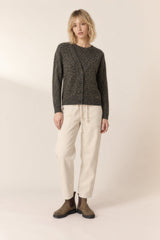 KHAKI LEOPARD PRINT CARDIGAN