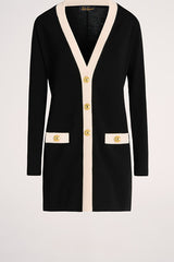 MONGIOIA CONTRASTED TRIM LONG KNIT JACKET