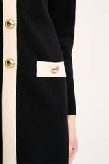 MONGIOIA CONTRASTED TRIM LONG KNIT JACKET