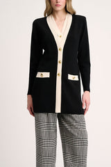 MONGIOIA CONTRASTED TRIM LONG KNIT JACKET