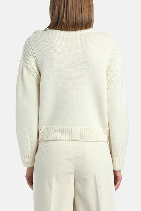 MONTECARLO WHITE APPLIQUÉ CARDIGAN