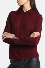 MORENITA TEXTURED KNIT POLO SWEATER