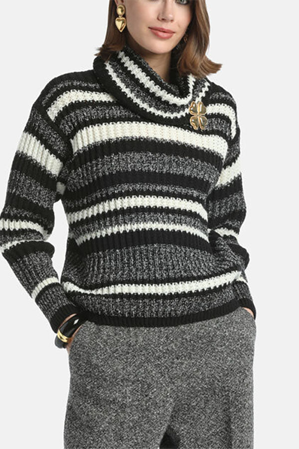 MOSCARDINO STRIPED TURTLENECK