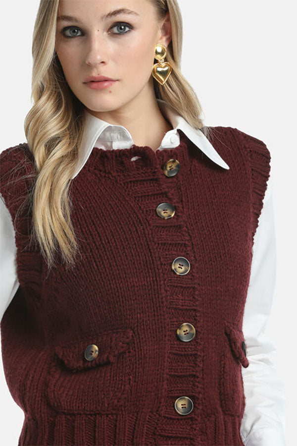MOTORIA RED KNIT VEST