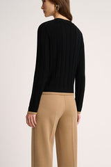 MOZIONE BLACK CAMEL CONTRAST TRIM CARDIGAN