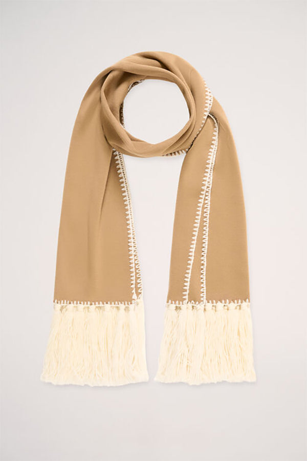 MUSIC BEIGE EMBROIDERED SCARF