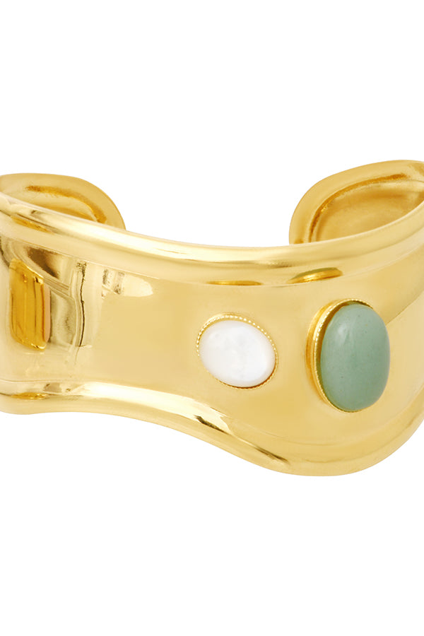 ONDINE WAVE AVENTURINE  MOTHER-OF-PEARL CUFF