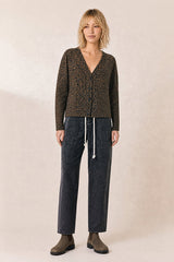 CAMEL LEOPARD PRINT CARDIGAN