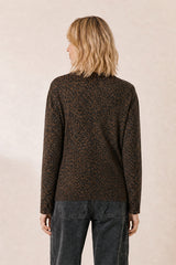 CAMEL LEOPARD PRINT CARDIGAN