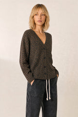 CAMEL LEOPARD PRINT CARDIGAN