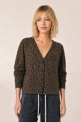 CAMEL LEOPARD PRINT CARDIGAN