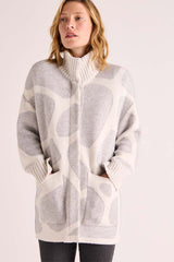 NAOMI MERINO WOOL ALPACA JACQUARD KNIT COAT