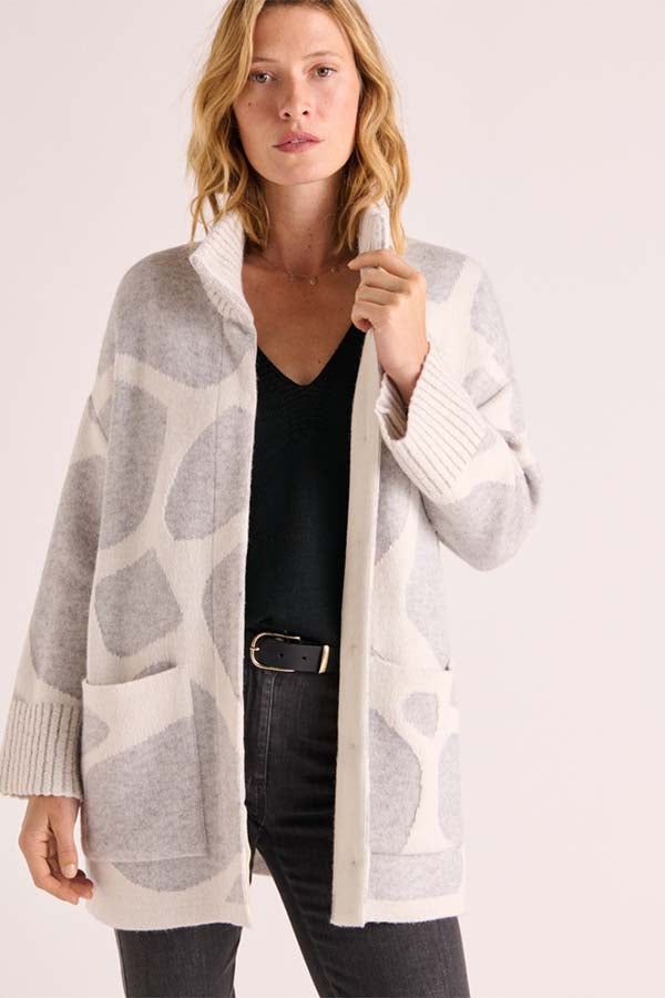 NAOMI MERINO WOOL ALPACA JACQUARD KNIT COAT