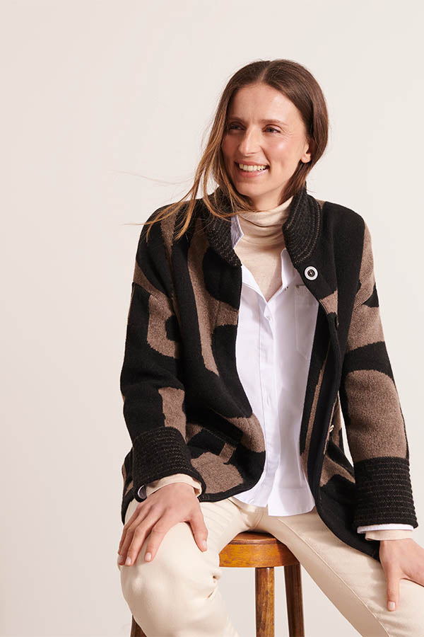 NAOMIA ABSTRACT GEOMETRIC PATTERNED WOOL JACKET