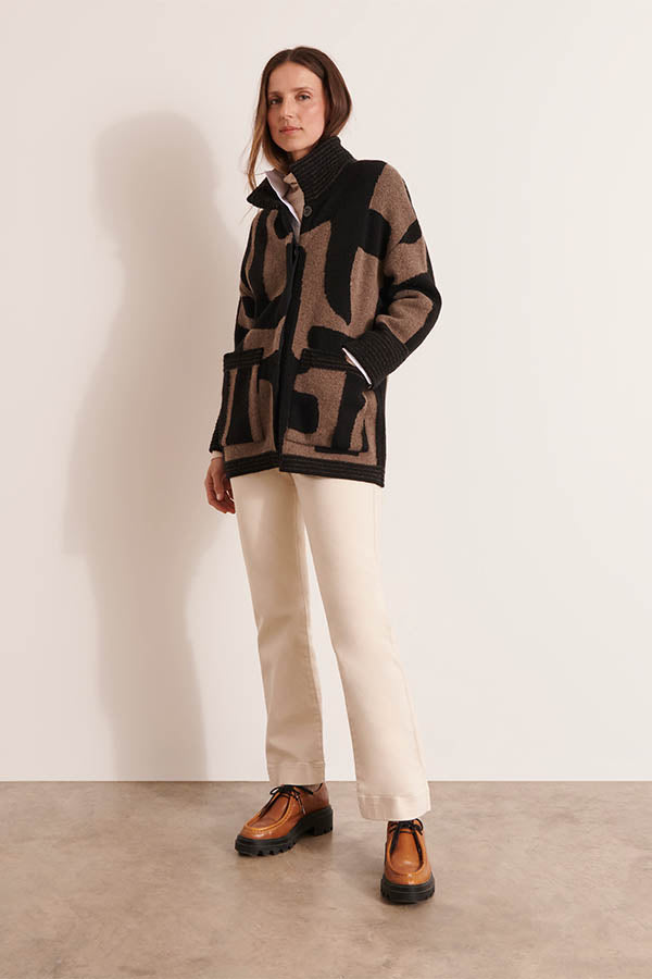 NAOMIA ABSTRACT GEOMETRIC PATTERNED WOOL JACKET