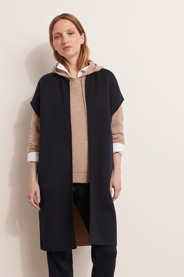 NERINE1927 REVERSIBLE DOUBLE-SIDED KNIT SLEEVELESS COAT