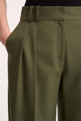 OGGI GREEN PLEATED TROUSERS