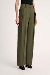 OGGI GREEN PLEATED TROUSERS