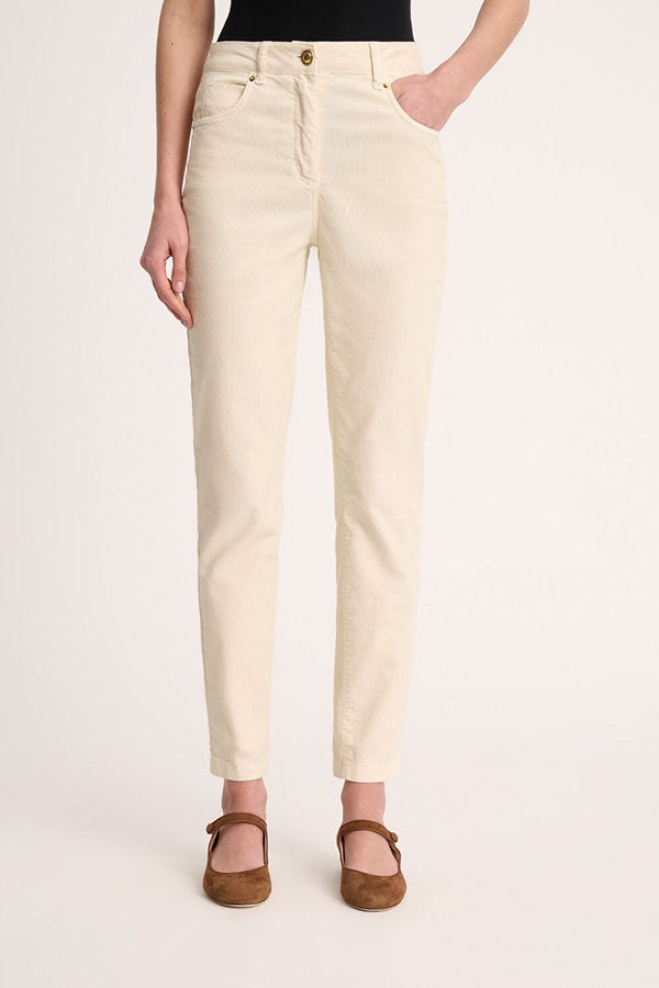 OGNIORA A WHITE CORDUROY TROUSERS