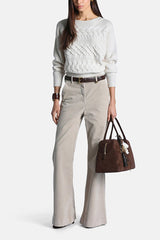 OLAP BEIGE FLARED CORDUROY TROUSERS