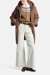 OLAP WHITE FLARED CORDUROY TROUSERS