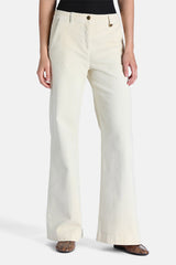OLAP WHITE FLARED CORDUROY TROUSERS