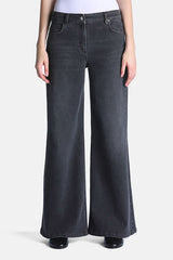 OLLA LOGO EMBELLISHED WIDE LEG JEANS