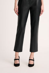 OMONIMO BLACK CROPPED LEATHER TROUSERS