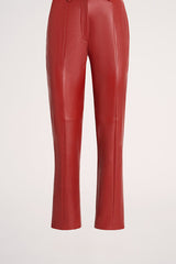 OMONIMO RED CROPPED LEATHER TROUSERS