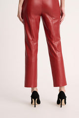 OMONIMO RED CROPPED LEATHER TROUSERS