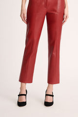 OMONIMO RED CROPPED LEATHER TROUSERS