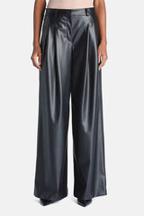 ONETA LOOSE FIT LEATHER EFFECT TROUSERS