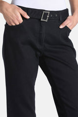 OPLITE JEWEL EMBELLISHED BELT FLARED JEANS
