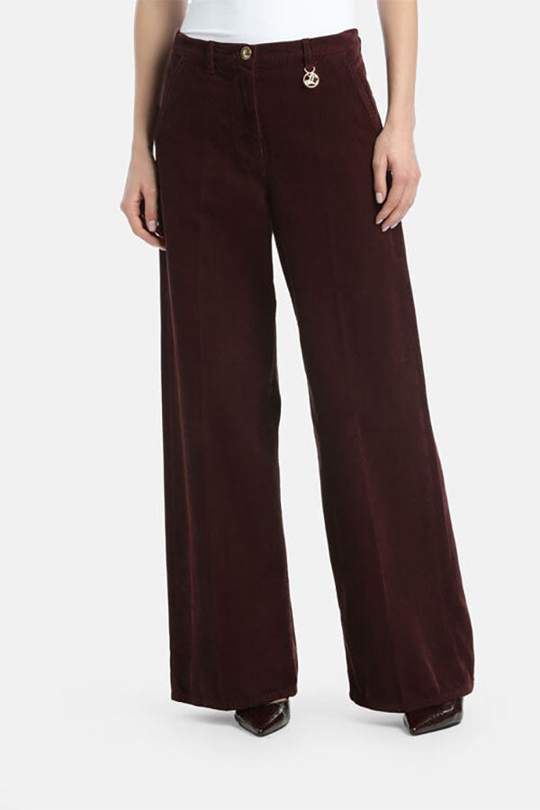 ORLATO RED WIDE-LEG CORDUROY TROUSERS