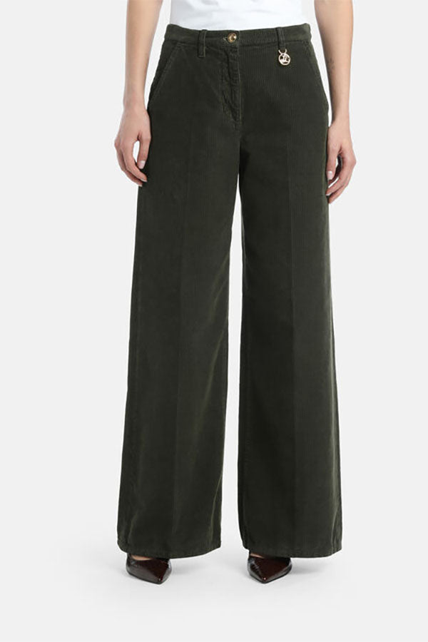 ORLATO GREEN WIDE-LEG CORDUROY TROUSERS