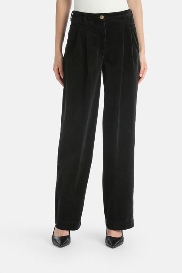 ORTOLANO BLACK RELAXED-FIT CORDUROY TROUSERS