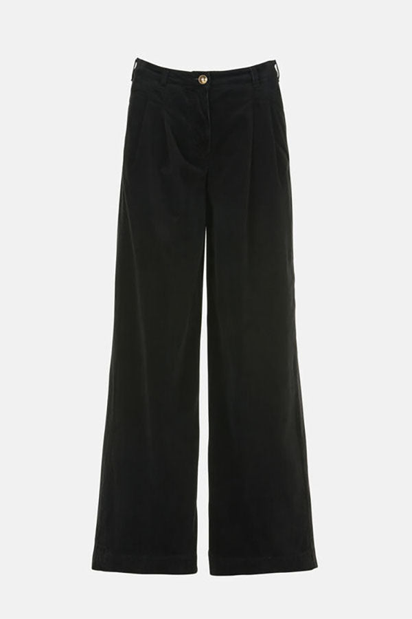 ORTOLANO BLACK RELAXED-FIT CORDUROY TROUSERS