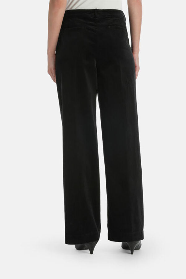 ORTOLANO BLACK RELAXED-FIT CORDUROY TROUSERS