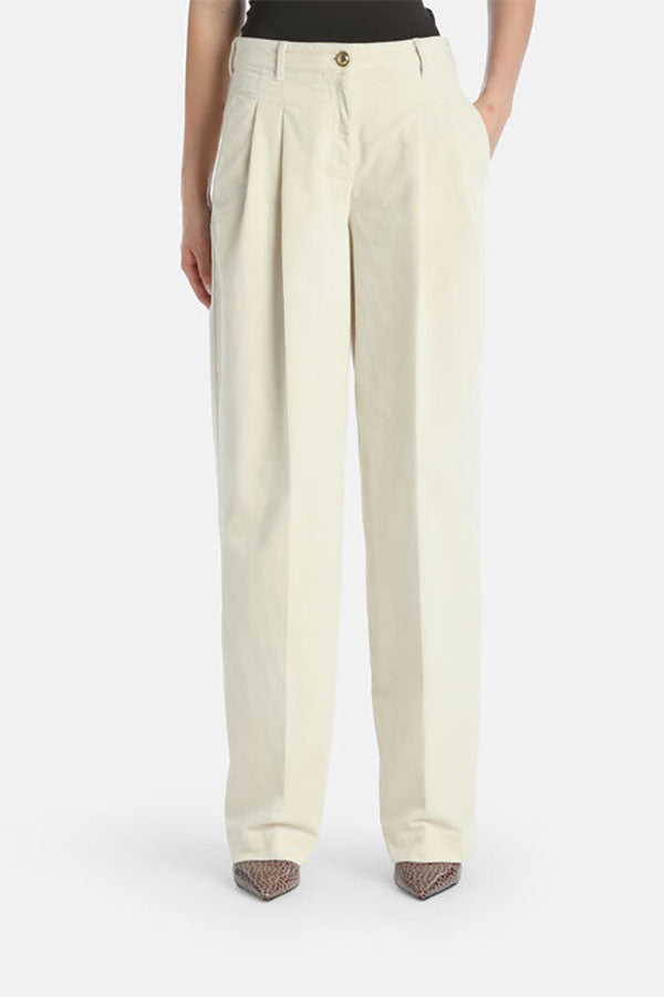 ORTOLANO WHITE RELAXED-FIT CORDUROY TROUSERS