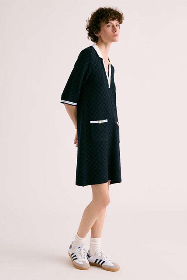 OVE JACQUARD KNIT POLO DRESS