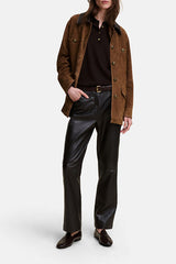 OVERT BLACK FLARED LEATHER TROUSERS