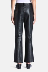 OVERT BLACK FLARED LEATHER TROUSERS