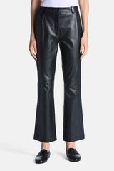 OVERT BLACK FLARED LEATHER TROUSERS